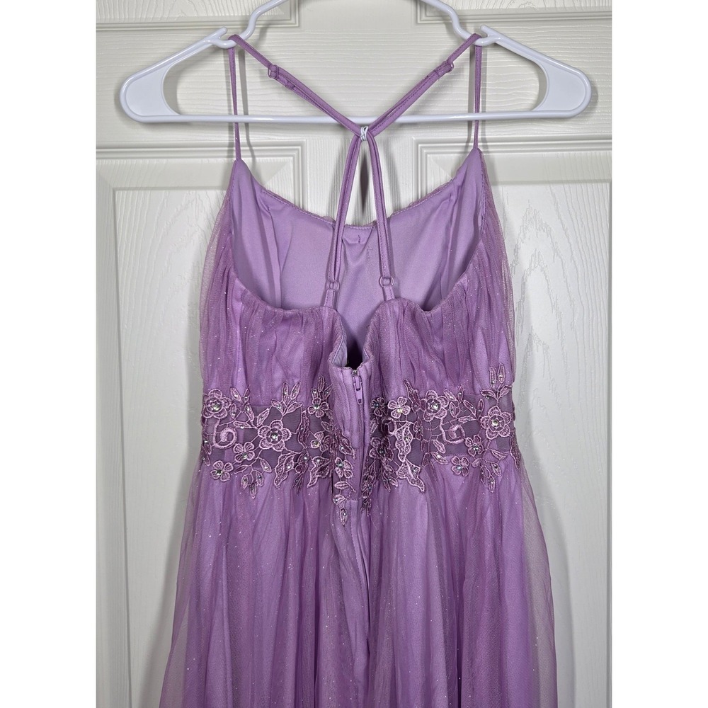 City Triangles Lavender Tulle Formal‎ Dress Floral Lace Waist Maxi Gown 9 Fairy - Picture 6 of 13